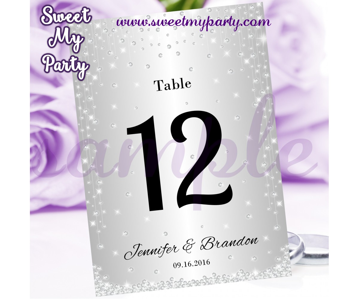 Silver Wedding Table Numbers,Diamonds Wedding Table Numbers,(015w)